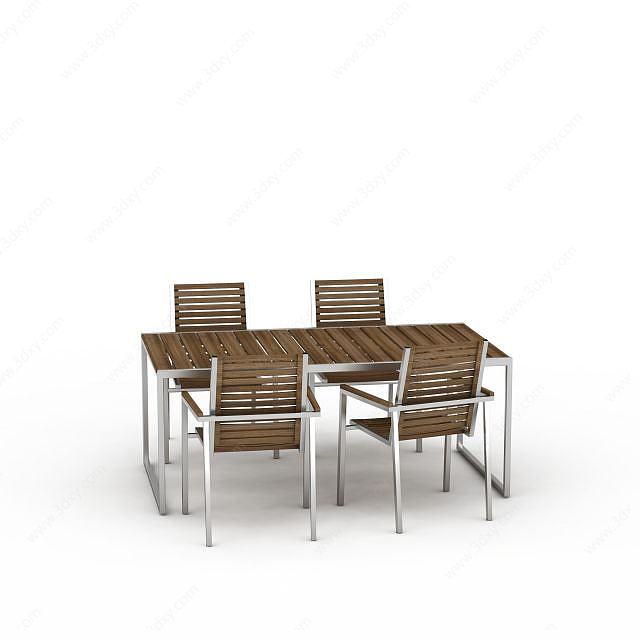复古条纹桌椅3D模型