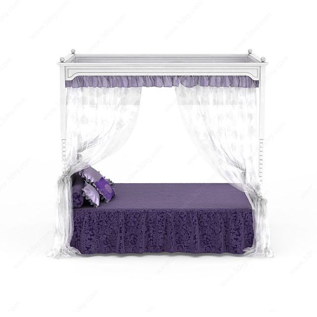 现代紫色床3D模型