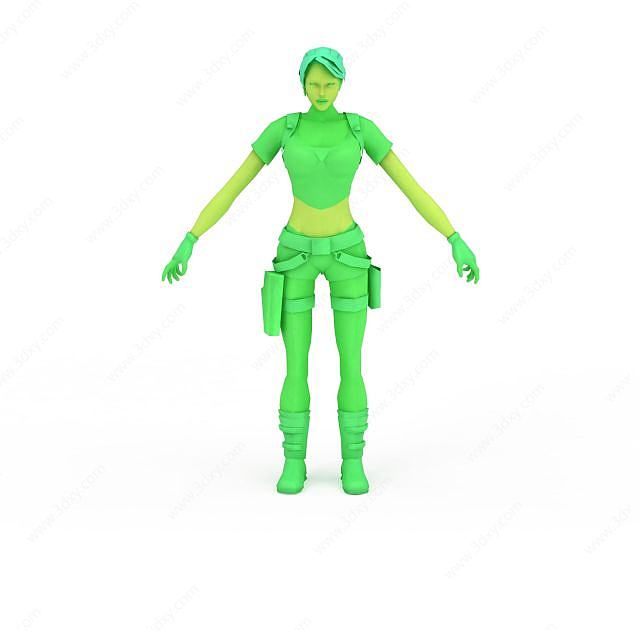 女性玩具士兵3D模型