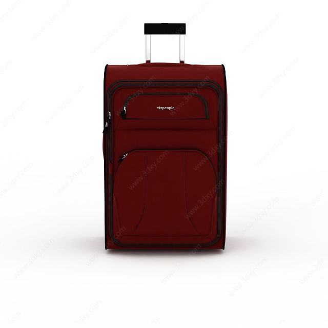 红色旅行包3D模型