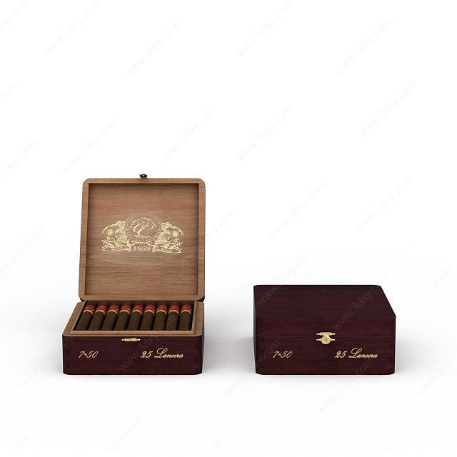 雪茄木盒3D模型