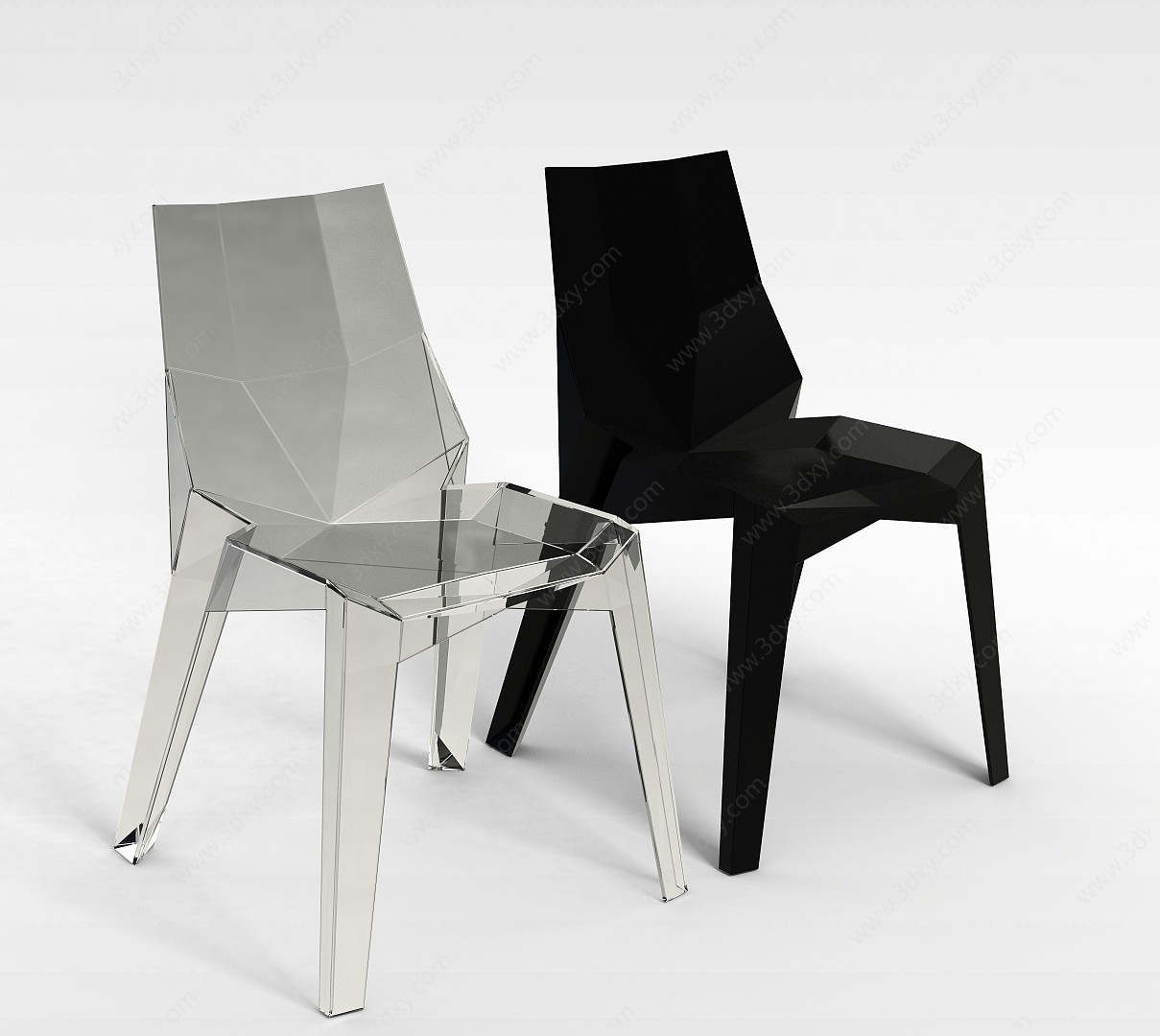 黑白椅组合3D模型