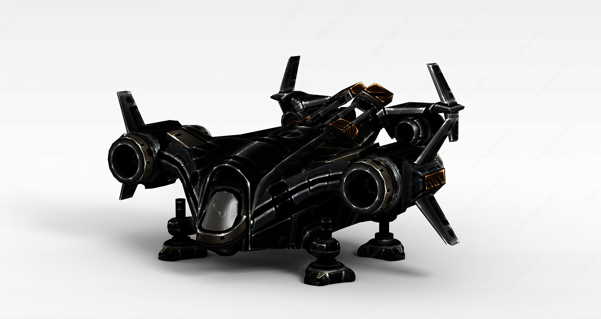 黑色变形飞机3D模型