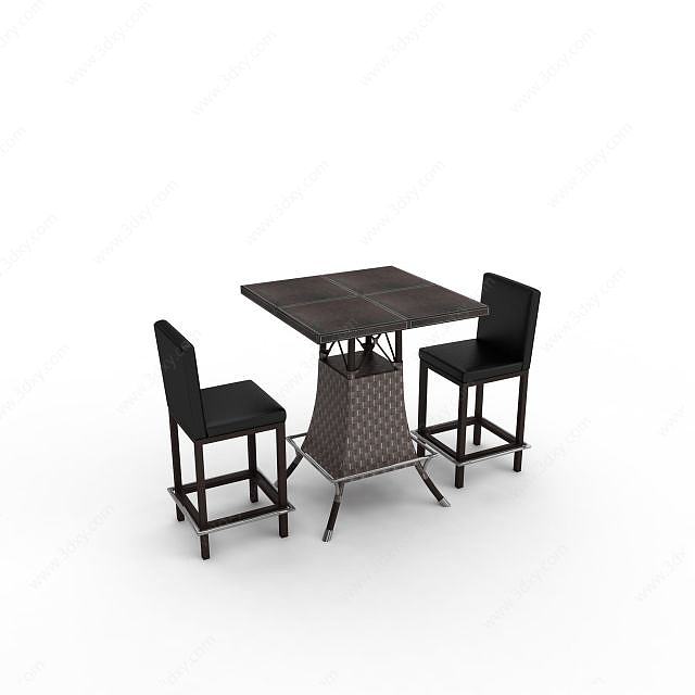 欧式咖啡厅桌椅3D模型