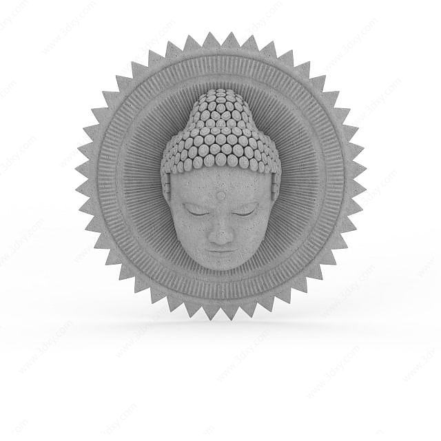 佛祖头雕像3D模型