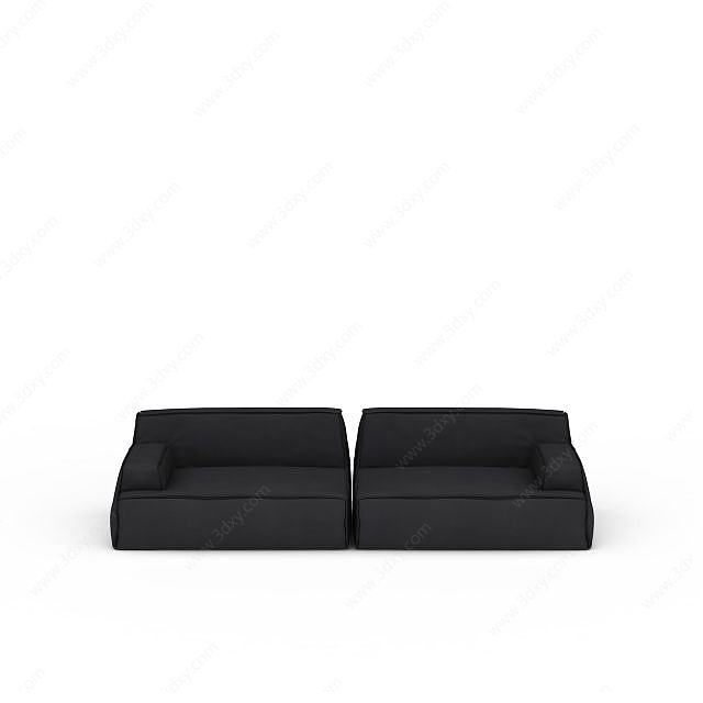 黑色双人沙发3D模型