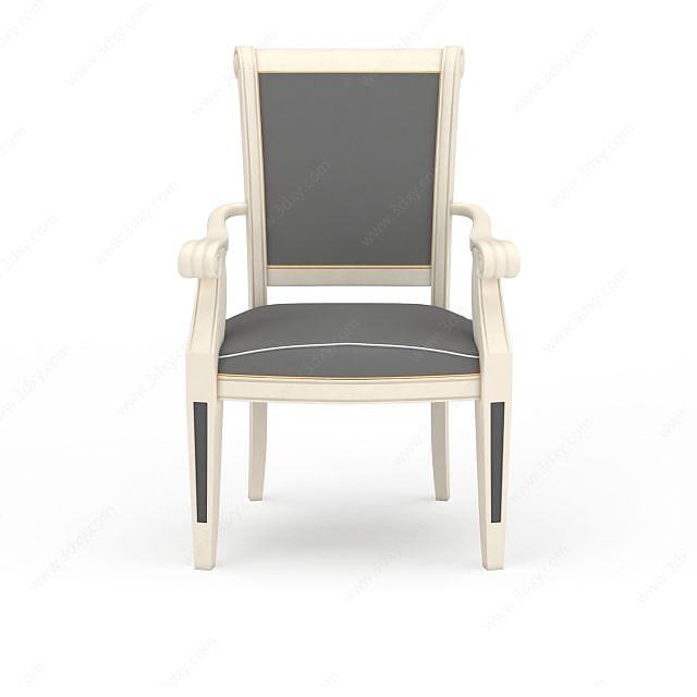 米白色单人椅3D模型
