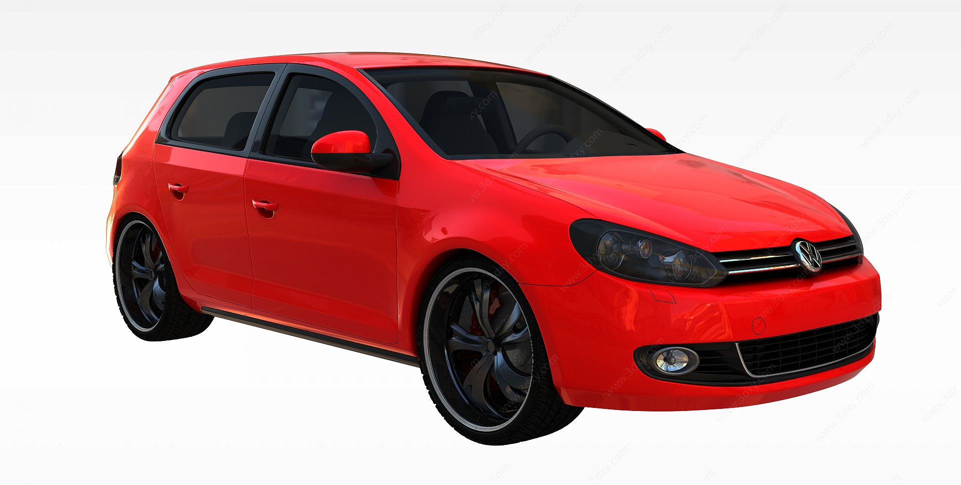 红色大众汽车3D模型