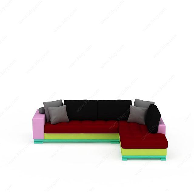 多彩色沙发3D模型