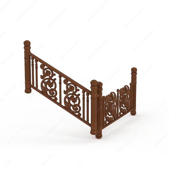 木制楼梯扶手3D模型