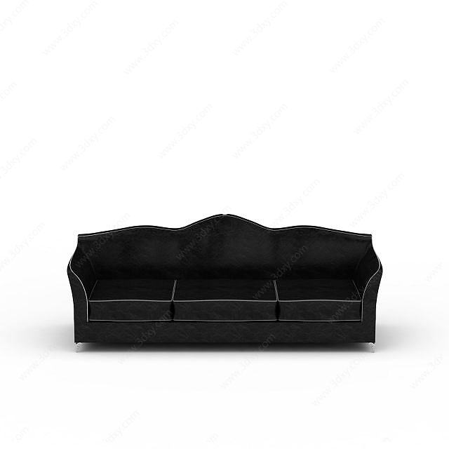 黑色三人沙发3D模型