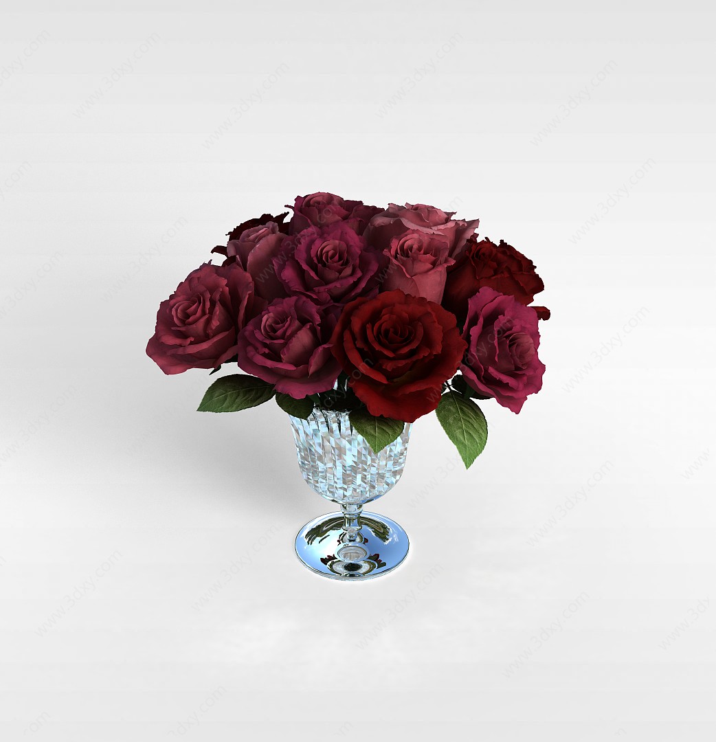 红色玫瑰3D模型