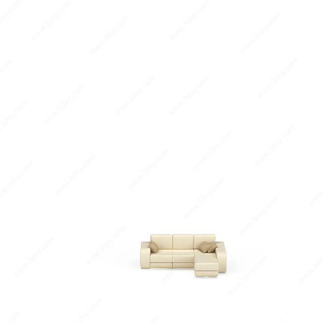 米黄色拐角沙发沙发3D模型