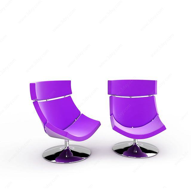 紫旋转椅3D模型
