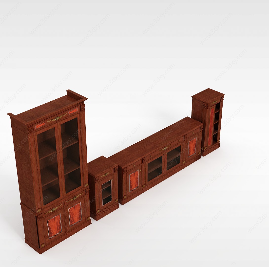 木制柜子组合3D模型