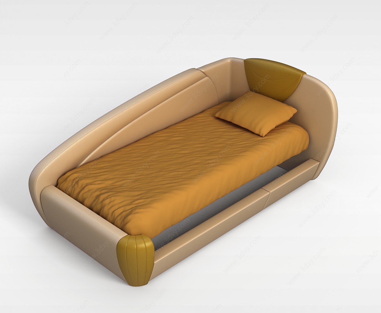 躺卧式单人床3D模型