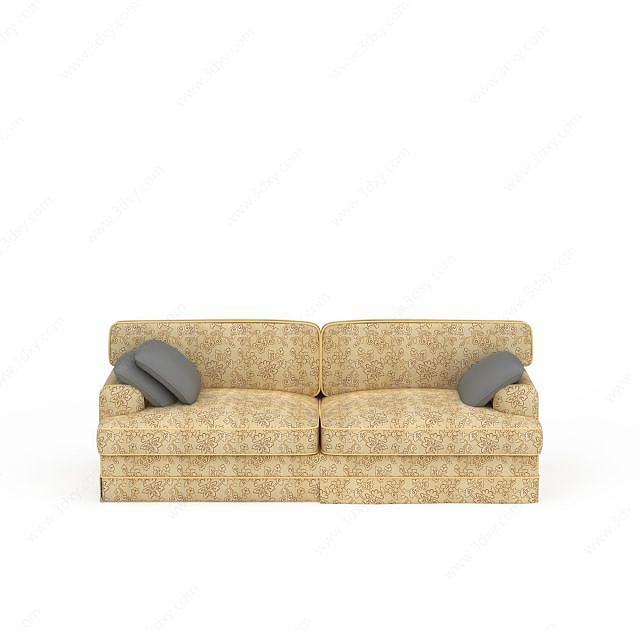 双人布艺沙发3D模型