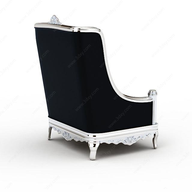 蓝色雕花沙发椅3D模型