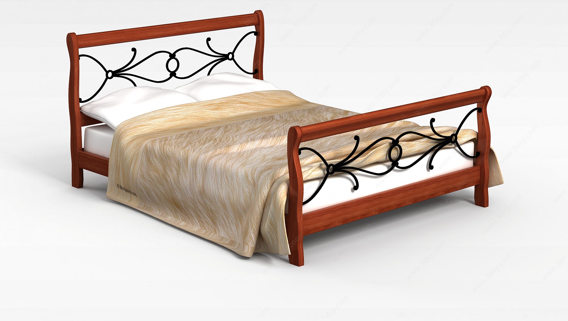 时尚实木床3D模型