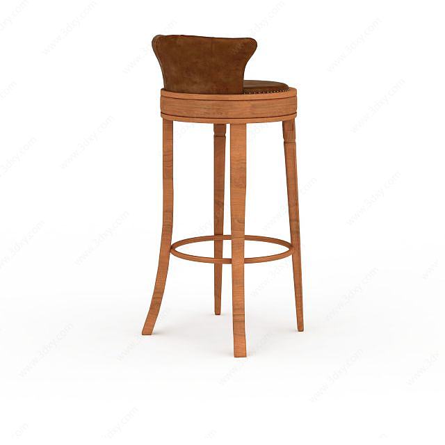 实木高脚椅3D模型