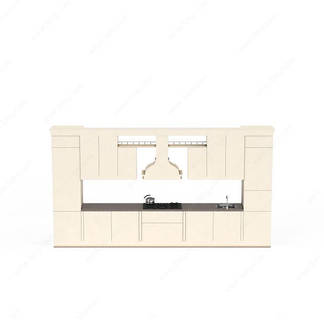米色实木橱柜3D模型