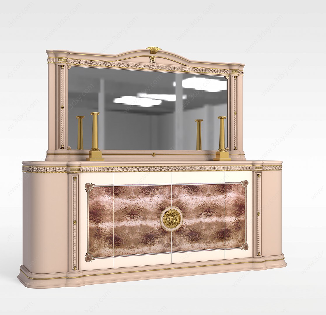 米色欧式柜子3D模型