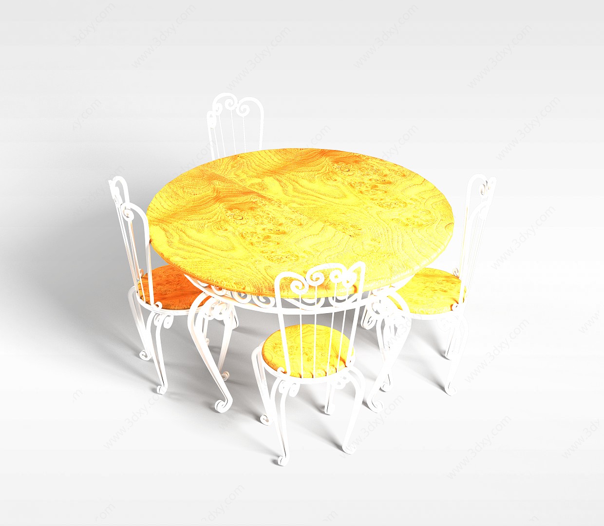 白色铁艺桌椅3D模型