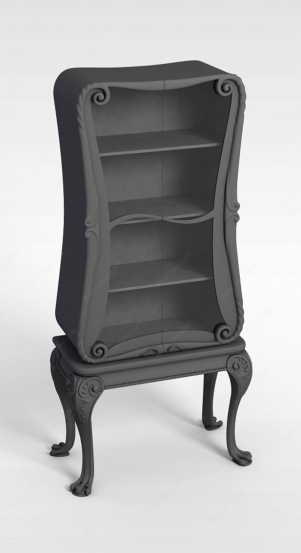 黑色雕花椅子3D模型