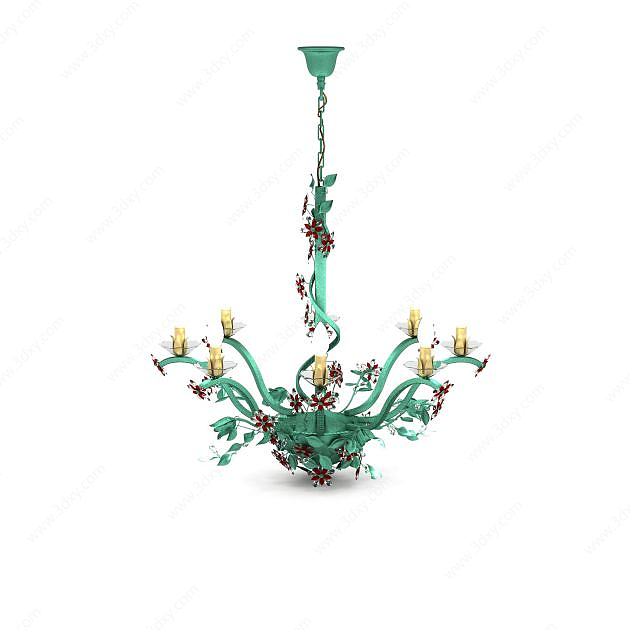 绿色雕花吊灯3D模型