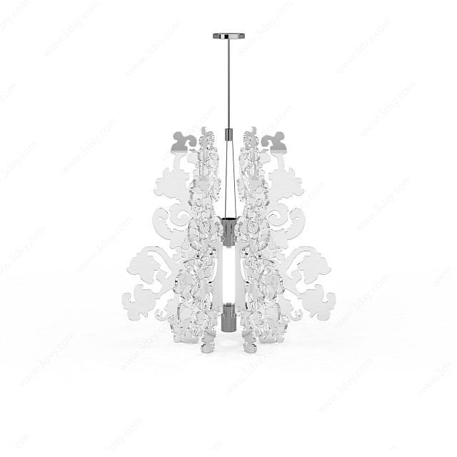 白色雕花吊灯3D模型
