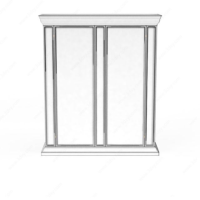 白色玻璃窗3D模型