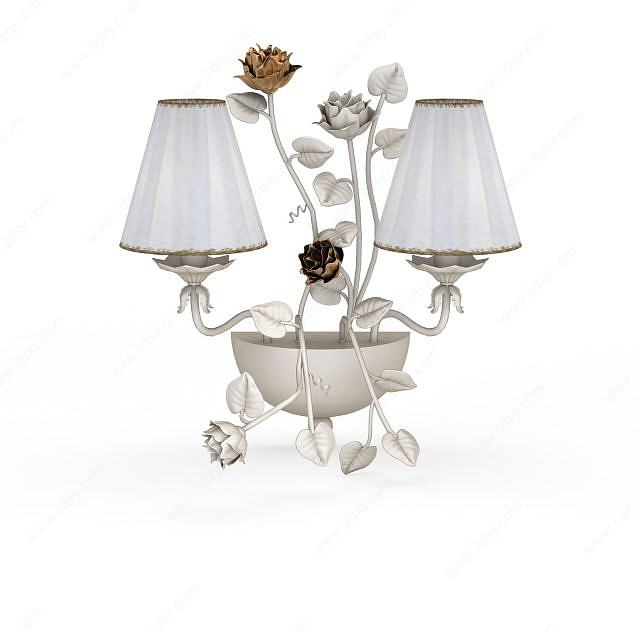 白色花朵壁灯3D模型