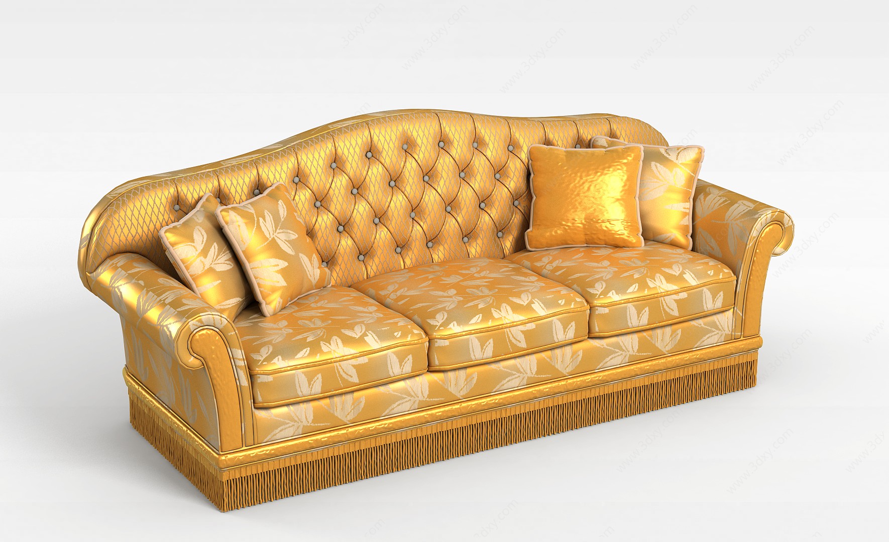 金色碎花沙发3D模型