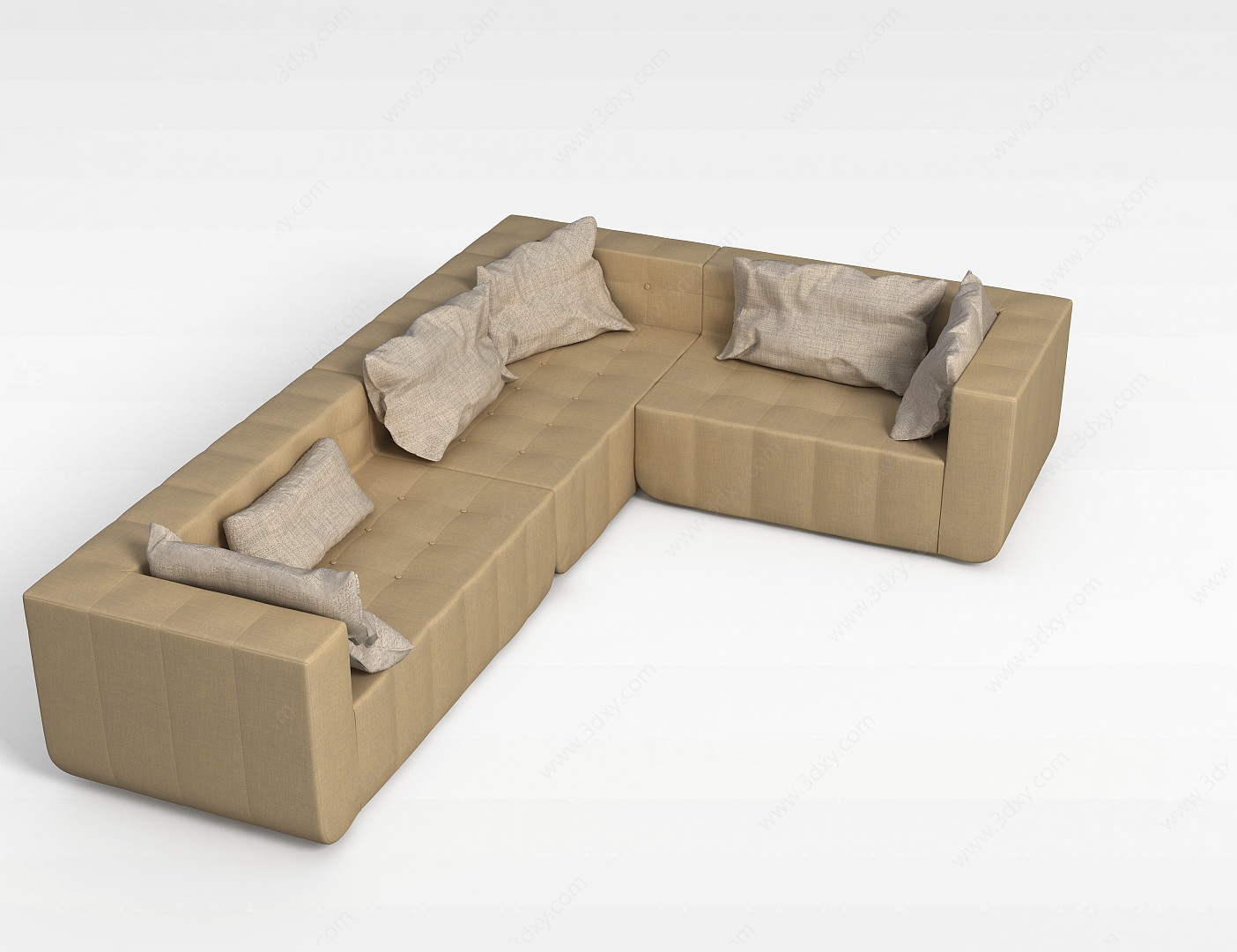 土色转角沙发3D模型