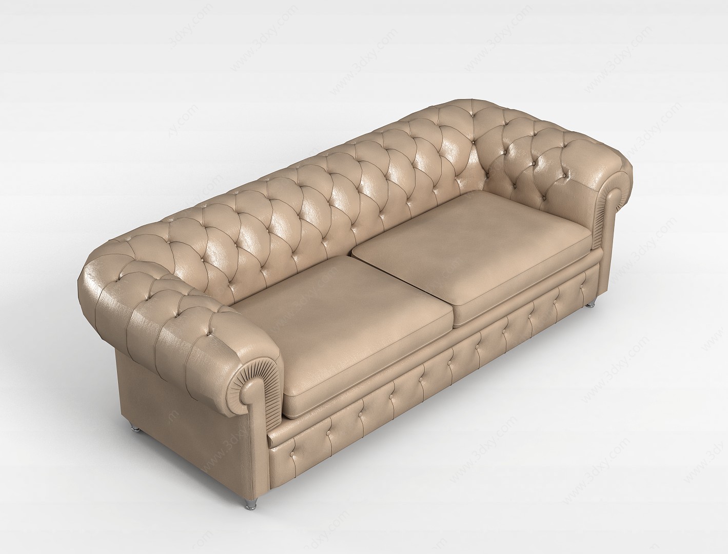 灰色皮质沙发3D模型