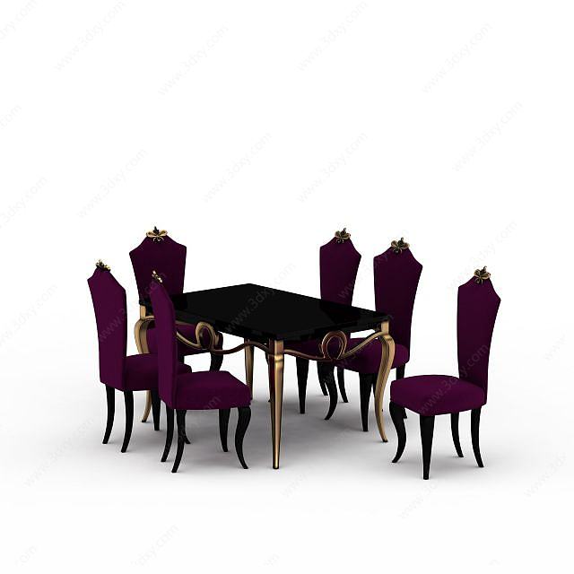 时尚紫色桌椅3D模型