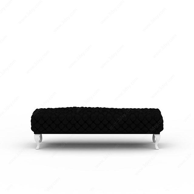 黑色沙发长椅3D模型