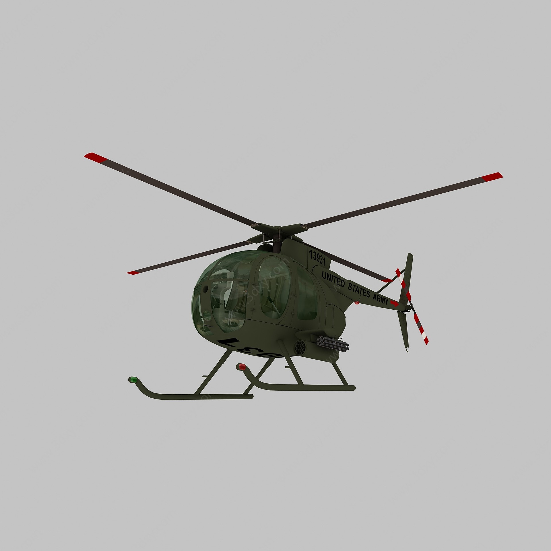 OH6A直升机3D模型