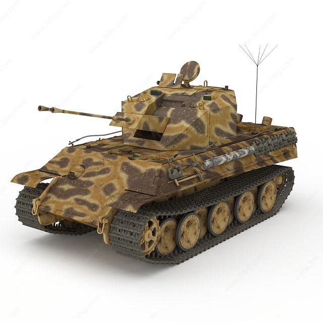 迷彩谢尔曼III型坦克3D模型