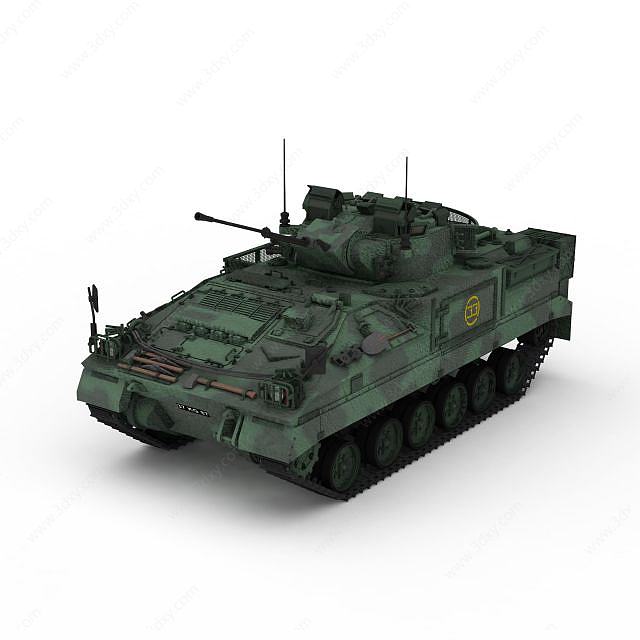 迷彩军用坦克3D模型