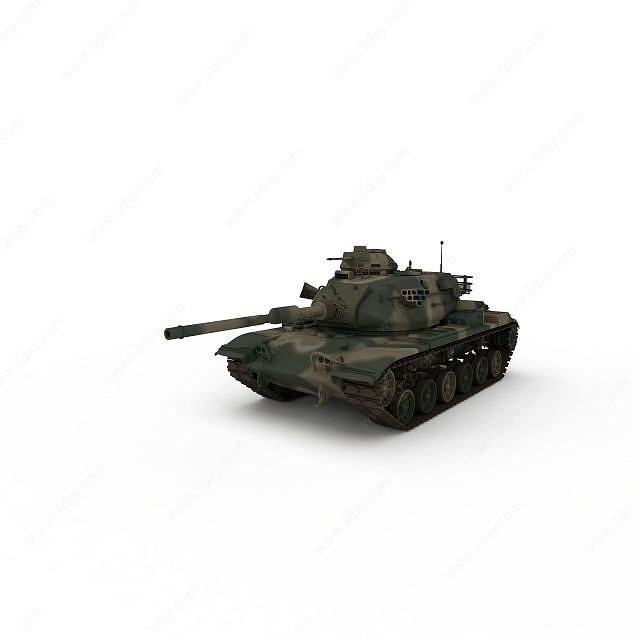 迷彩T-54轻型坦克3D模型