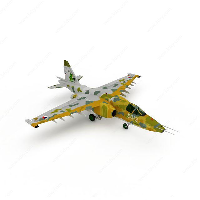 苏-25攻击机3D模型
