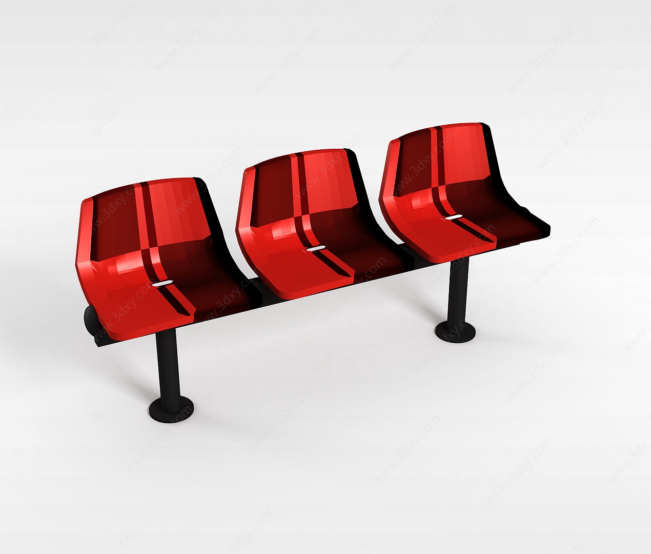 红色排椅3D模型