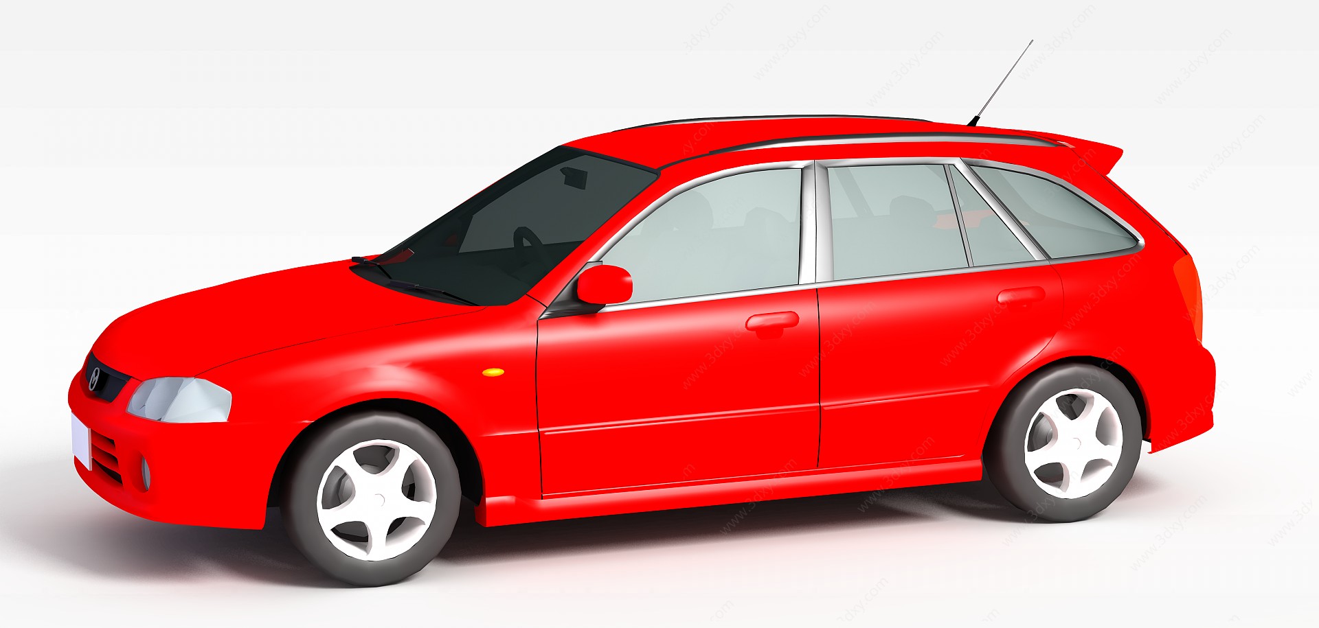 红色商务车3D模型
