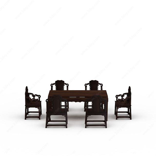木质桌椅3D模型