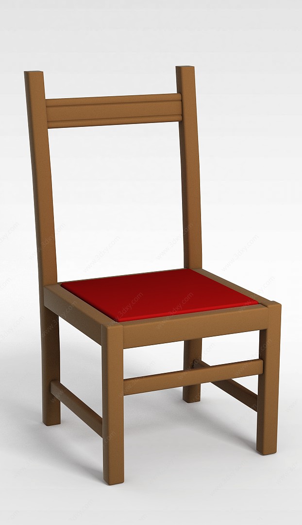 中式实木靠背椅子3D模型