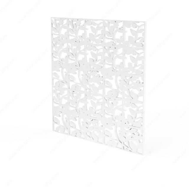 白色镂空雕花隔板3D模型