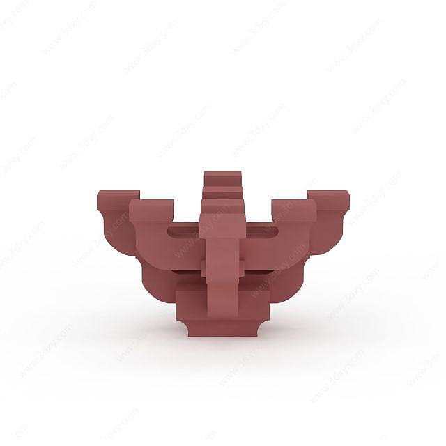 红色斗拱3D模型