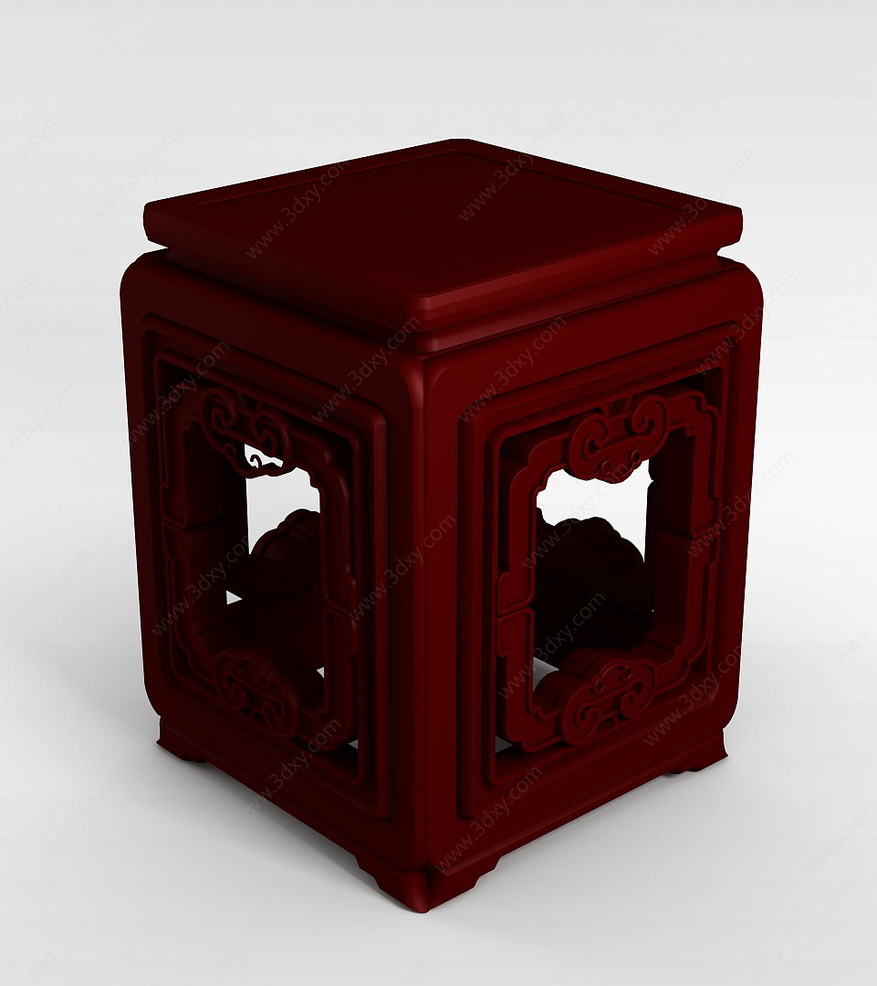 中式红木椅子坐墩3D模型