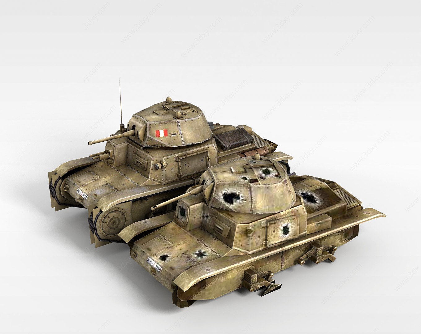 废旧坦克3D模型